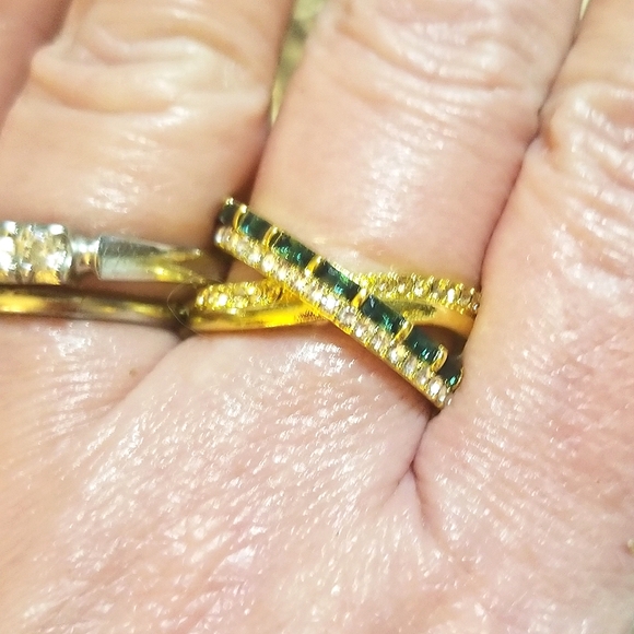 NEW Gold Vermeil Crossover Crystal Band Ring - Picture 8 of 8